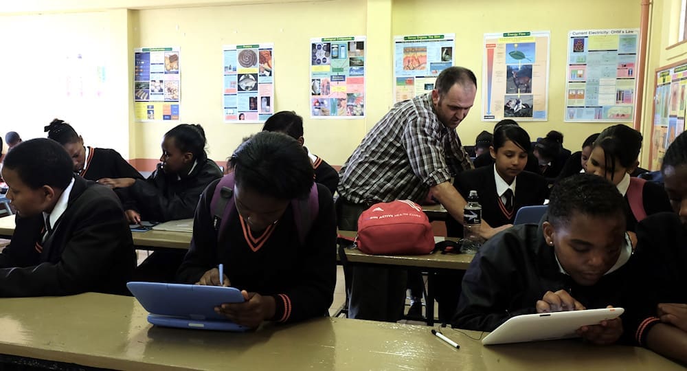 Keuler teaching his Grade 8 class